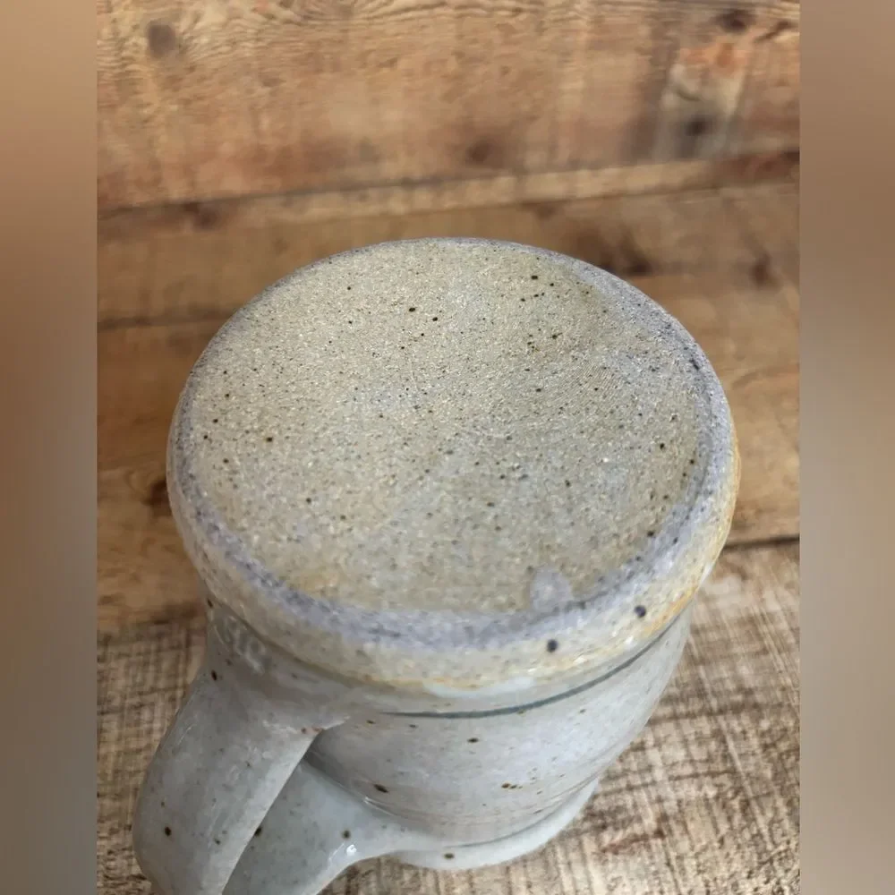 Minnesota Souvenir Coffee Mug Signed JB Hand Thrown Pottery Stoneware Gray